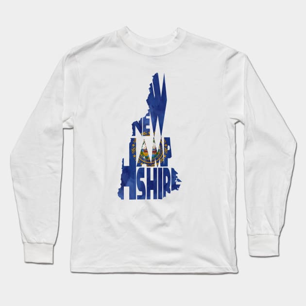 New Hampshire Typo Map Long Sleeve T-Shirt by inspirowl